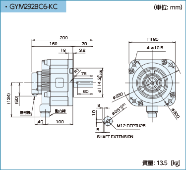 外形寸法図 GYMモータ標準1