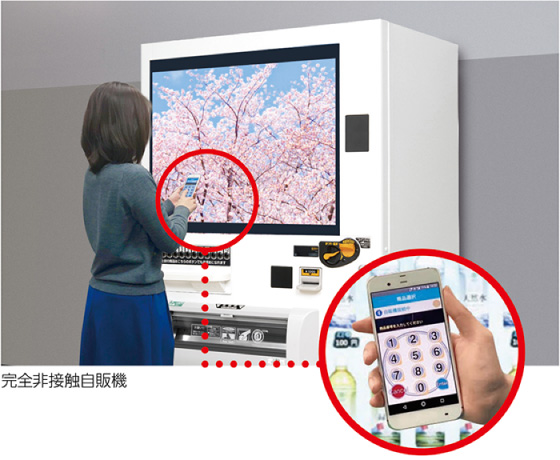 写真:完全非接触自販機(スマホで操作する)