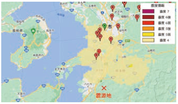 防災情報システムの画像イメージ（地震発生時）