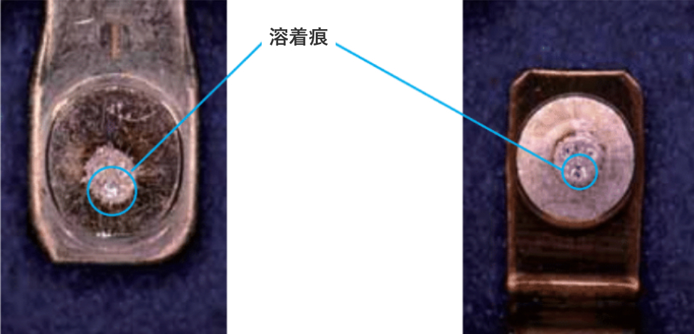 コンデンサ負荷を開閉した接点表面の状態