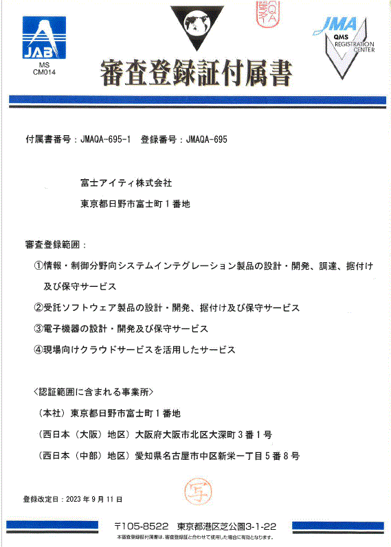 審査登録証付属書