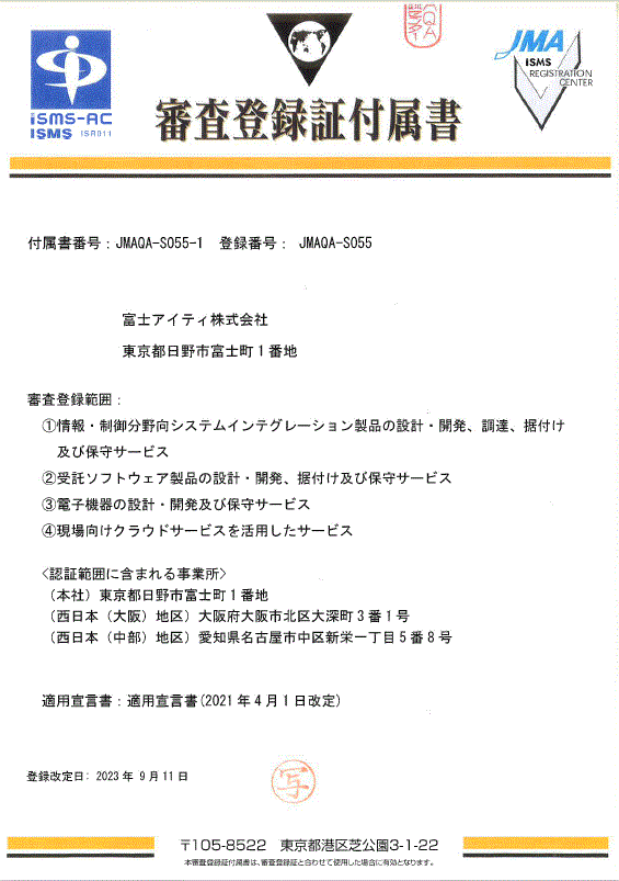 審査登録証付属書