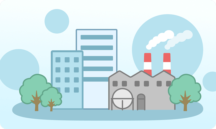 街と自然が共存する様子