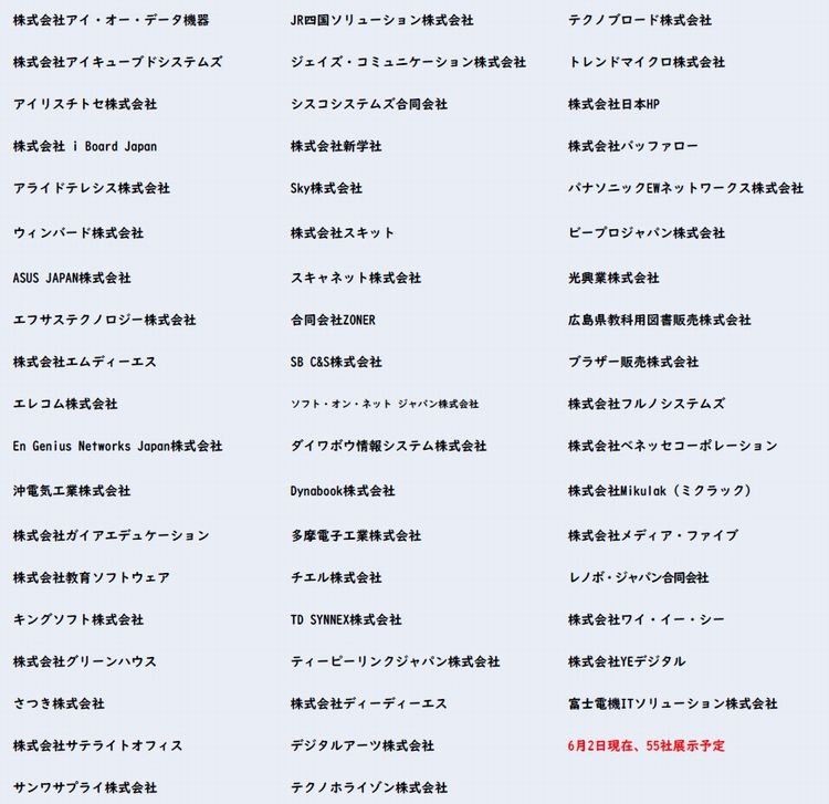 出展会社一覧