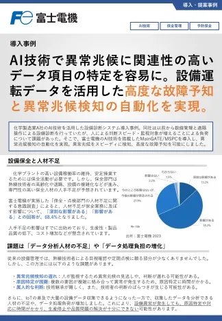 AI技術を活用した設備診断システムによる異常兆候検知事例のリーフレットイメージ