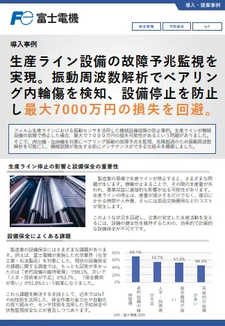 機械設備（ベアリング振動）の故障予兆監視による損失回避のイメージ