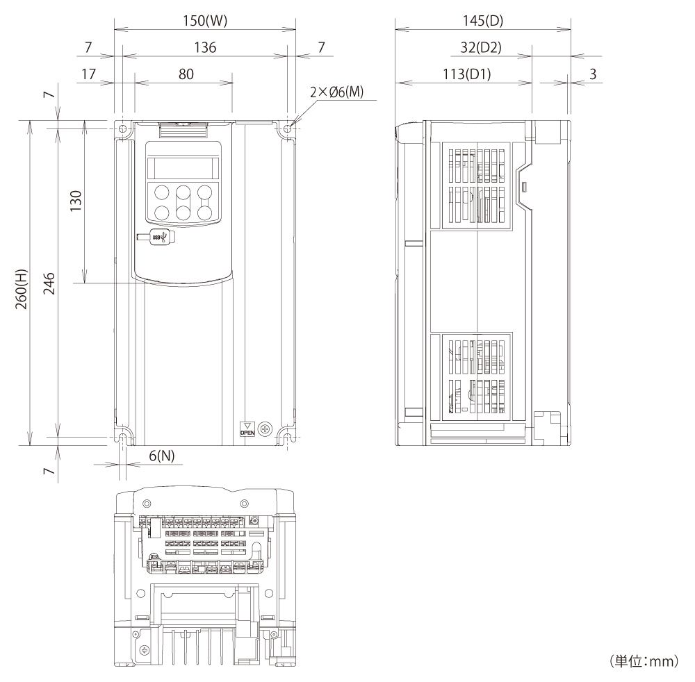 FRN3.7G1S-4J -3相400V系列 重過負荷向けHD(High Duty)仕様 FRN3.7G1S-4J -3相400V系列 重過負荷向けHD(High Duty)仕様