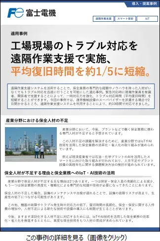 遠隔作業支援システムによる作業支援の事例のリーフレットイメージ