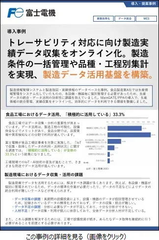 生産情報の統合管理と製造指図・実績情報のデータベース化事例のリーフレットイメージ