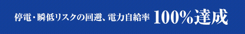 停電・瞬低リスクの回避、電力自給率100%達成