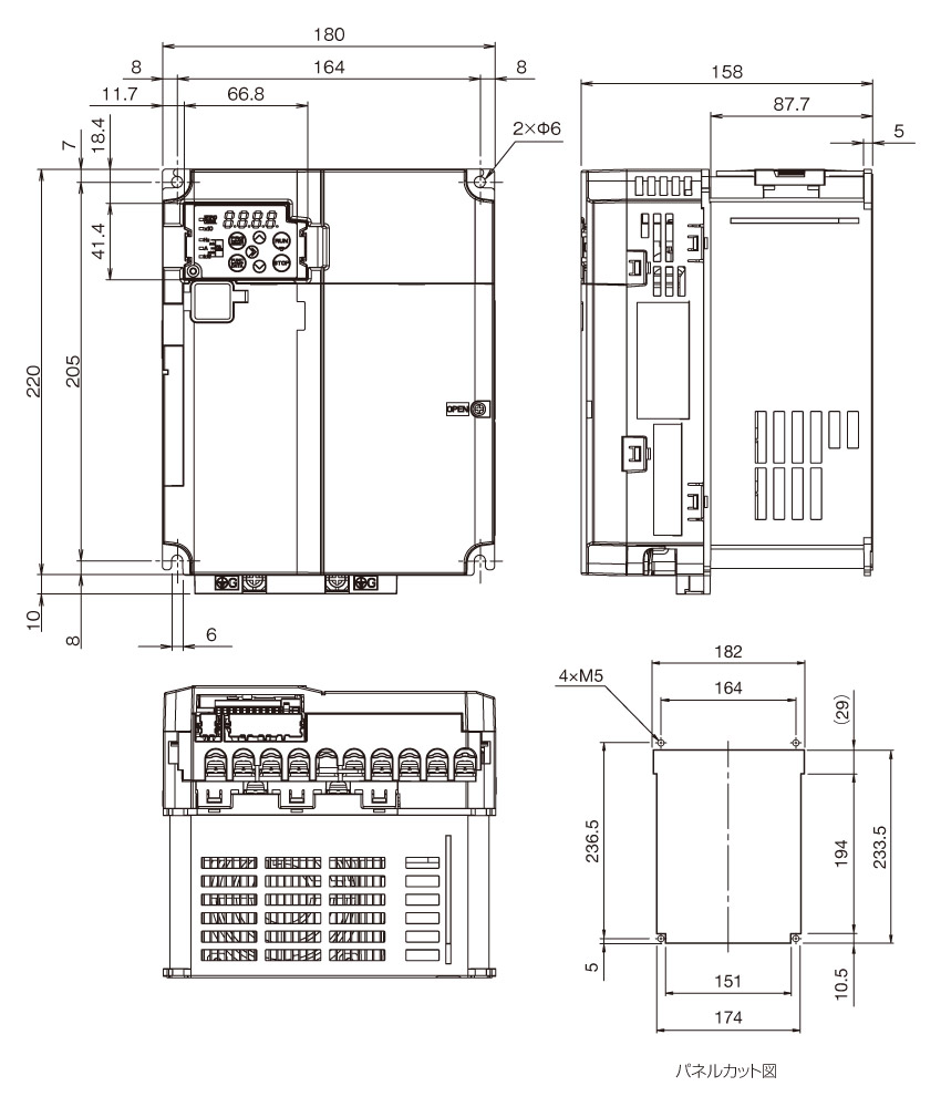 RHC7.5C-4EJの外形寸法図