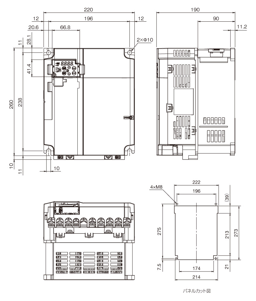 RHC11C-2EJの外形寸法図