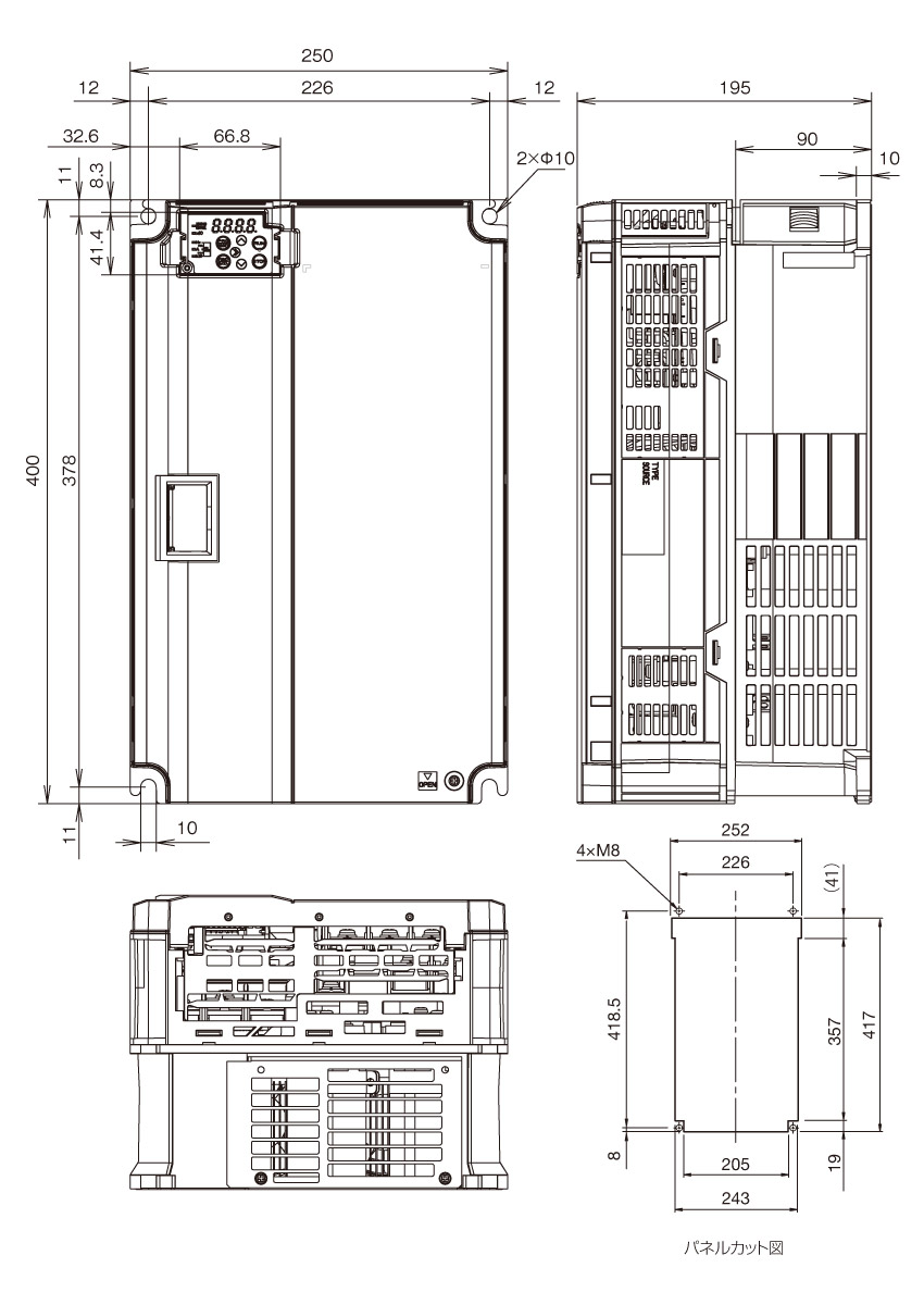 RHC22C-2EJの外形寸法図