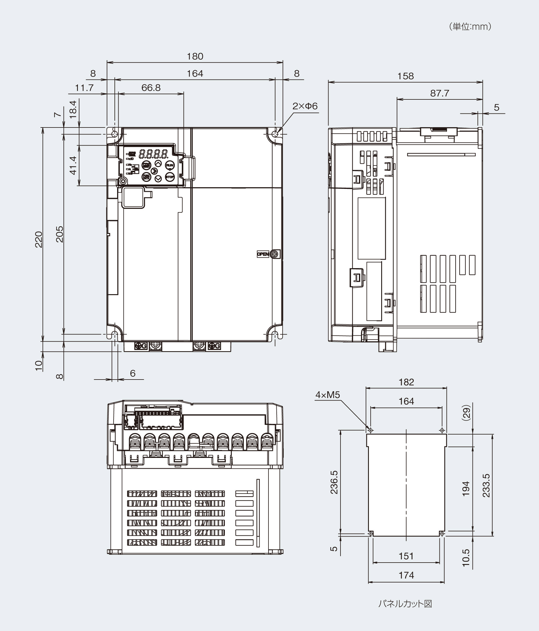 RHR15C-4EJの外形寸法図