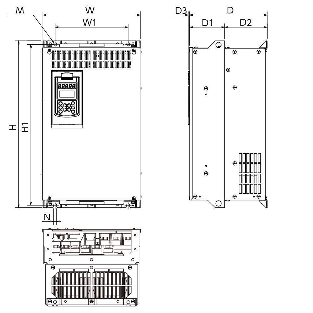 FRN220F1S-4PLの外形寸法図(その1)
