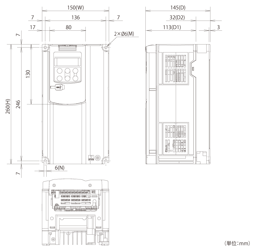 [納期未定] FRN0.75E2S-2J 3相200v 適用モータ容量:0.75kw 富士電機 インバータ FRENIC-Aceシリーズ - 12