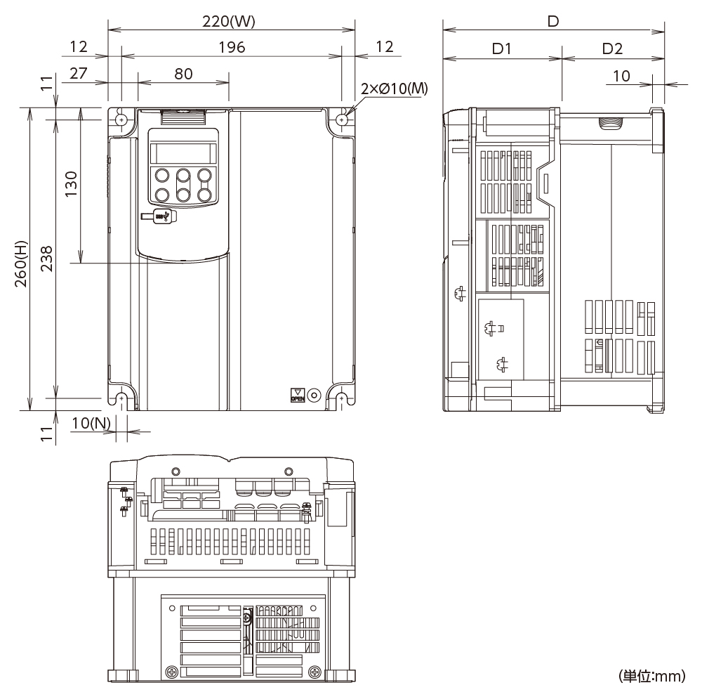 FRN5.5G1S-4J -3相400V系列 軽過負荷向けLD(Low Duty)仕様 | FRENIC