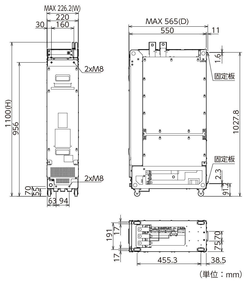 RHD200S-4DJの外形寸法図(その1)