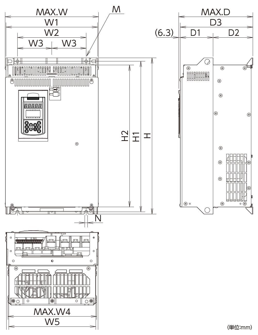 FRN90VG1S-4Jの外形寸法図(その1)