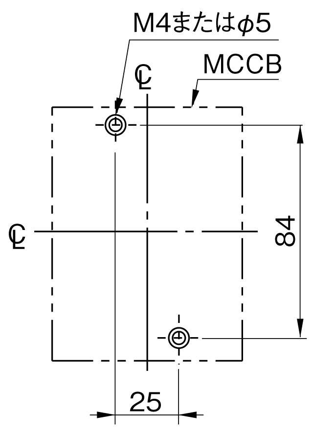 BW100AAG-3P 取付穴寸法