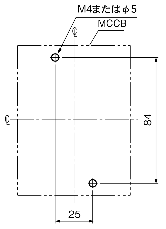 BW100EAGU-3P 取付穴寸法