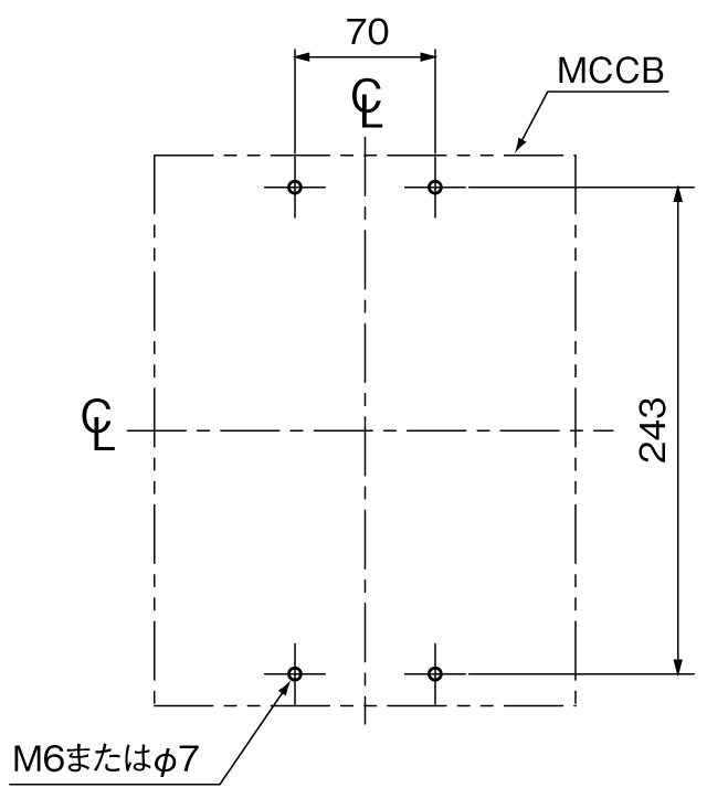 BW800RAGU-3P 取付穴寸法