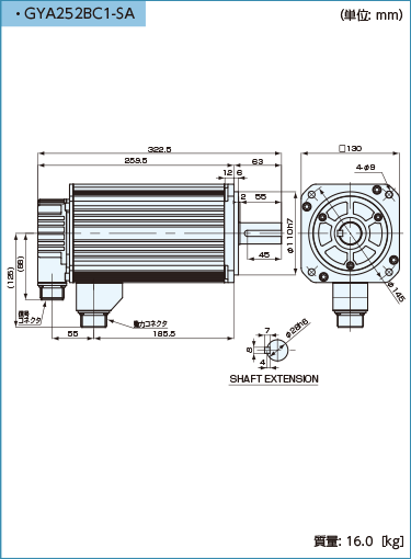 外形寸法図 GYAモータ3