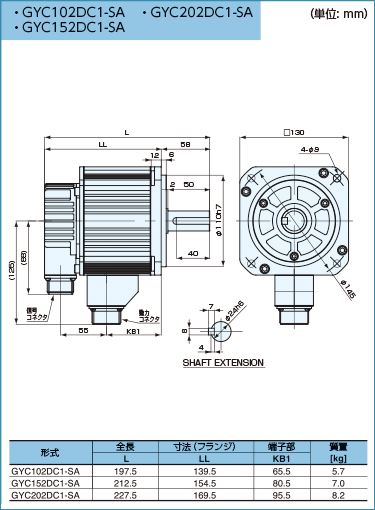 外形寸法図 GYCモータ標準4