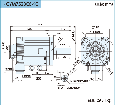 外形寸法図 GYMモータ標準4